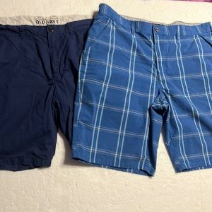 2 pair of shorts. Plaid Tony Hawk, polka dot Old Navy